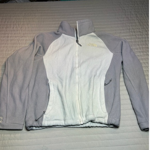 The North Face Womens Full Zip Fleece Jacket Grey Cream Colorblock Size Small - Picture 4 of 10